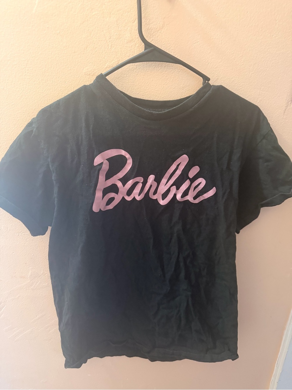 Barbie Black T-Shirt with Pink Script Logo